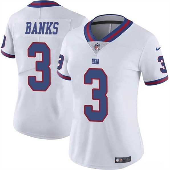 Womens New York Giants #3 Deonte Banks White Vapor Stitched Jerseys Dzhi->->Women Jersey